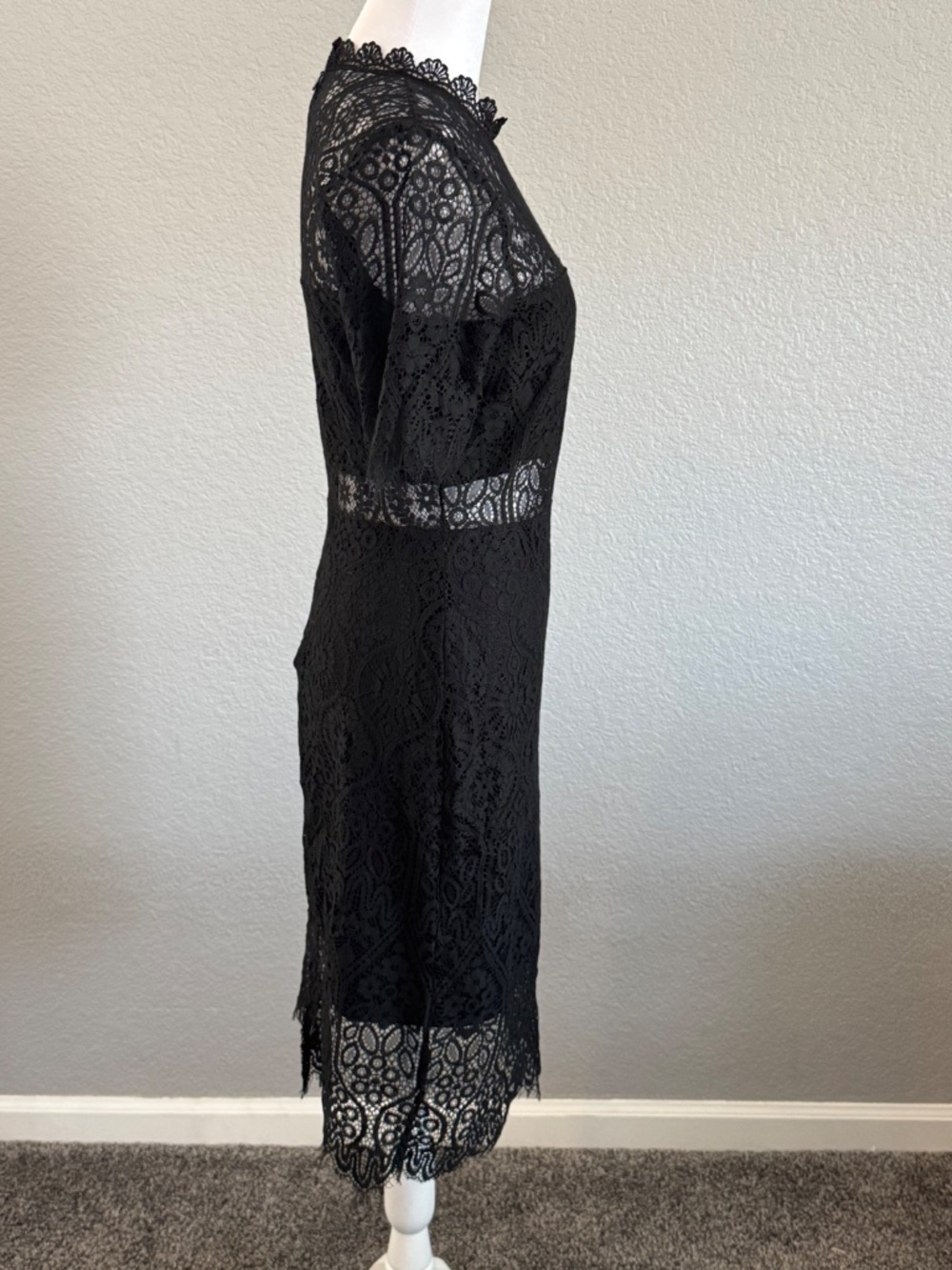 Lulu's Remarkable Elegant Bodycon Black Lace Dress Size Medium - Picture 7 of 13